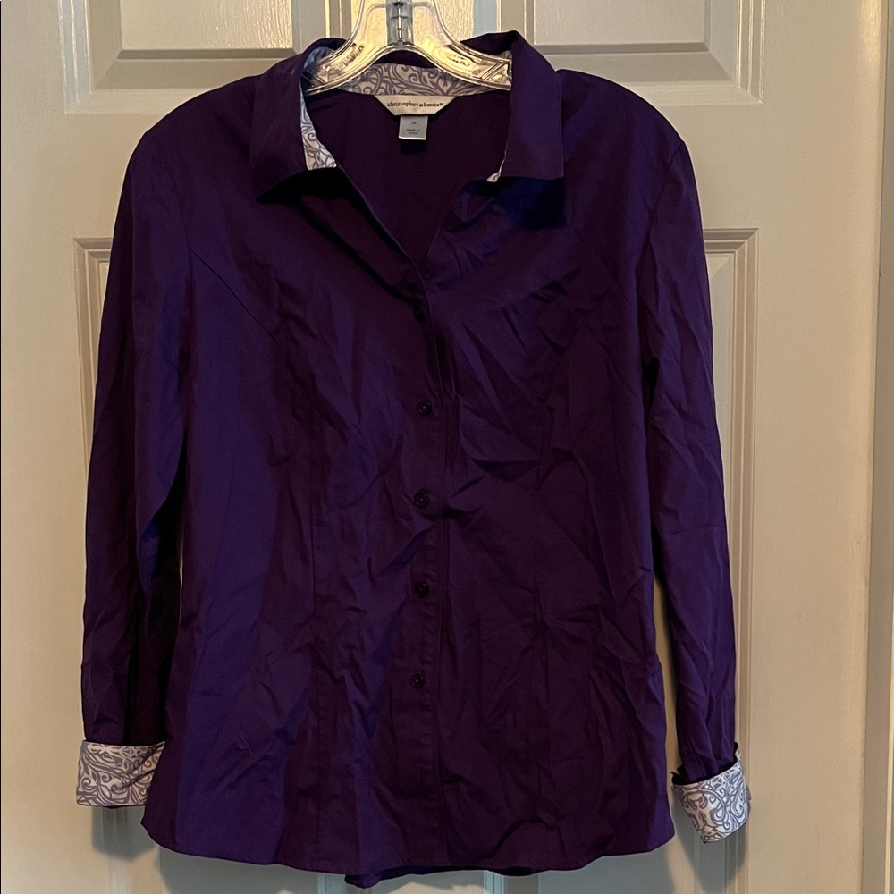 Christopher & Banks Deep Purple Button-Down Shirt